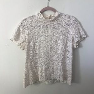 Vintage Short Sleeve Cream Lace Shirt